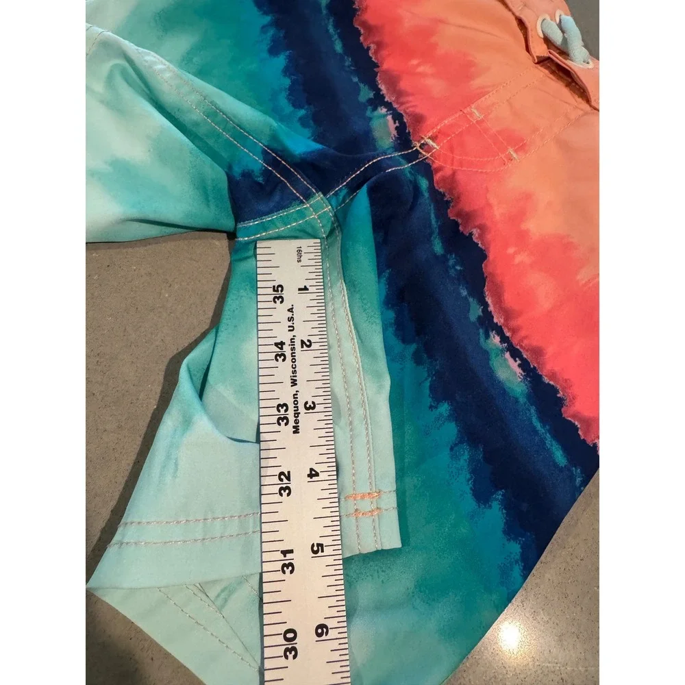 Wonder Nation Kids Swim Trunks XS 4-5 Tie Dye Orange Blue Green‎ Elastic Waist